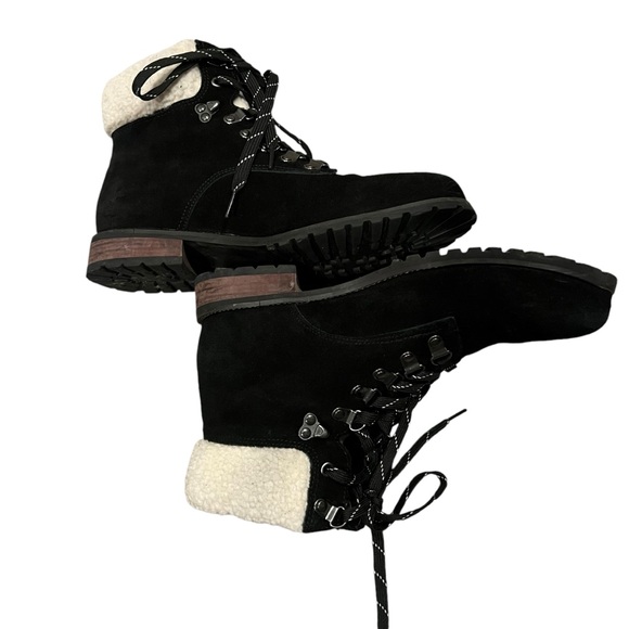 Bohme Winter Booties Sherpa Black Suede lace up fleece lined size 10 warm shoe - Picture 4 of 13